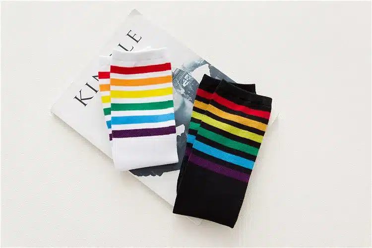 PEONFLY Leg sock sotton color Autumn Winter socks Women Full Cotton rainbow Wind Heap funny hosiery kawaii japan 22
