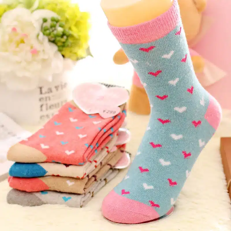 5Pairs/Lot Women Winter Thicken Warm Rabbit Wool Socks Female Thermal Snowflake Cotton Socks Woman Cartoon Animal Pattern Socks 15