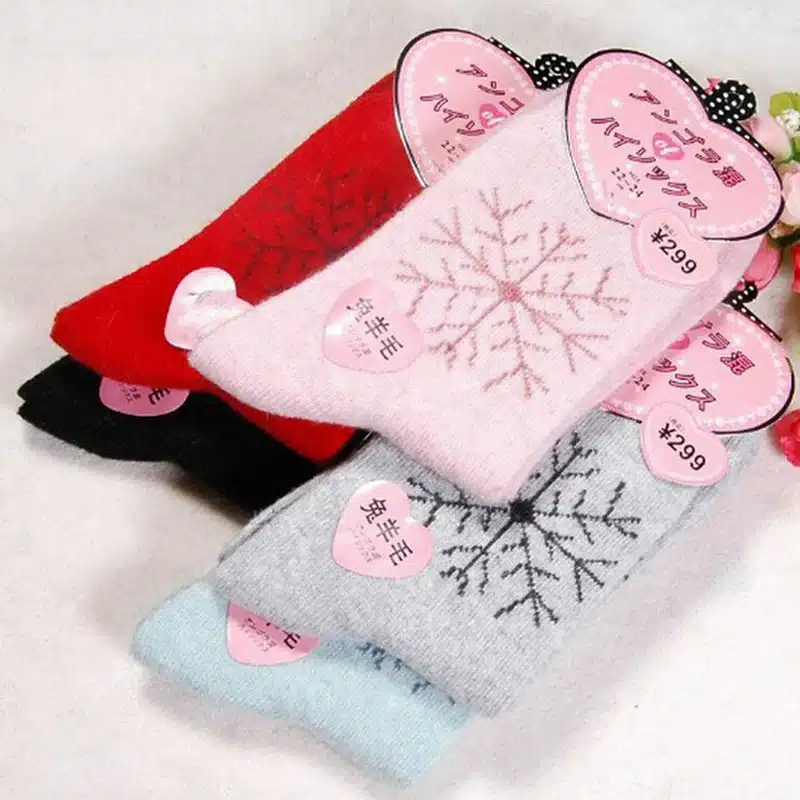 5Pairs/Lot Women Winter Thicken Warm Rabbit Wool Socks Female Thermal Snowflake Cotton Socks Woman Cartoon Animal Pattern Socks 19