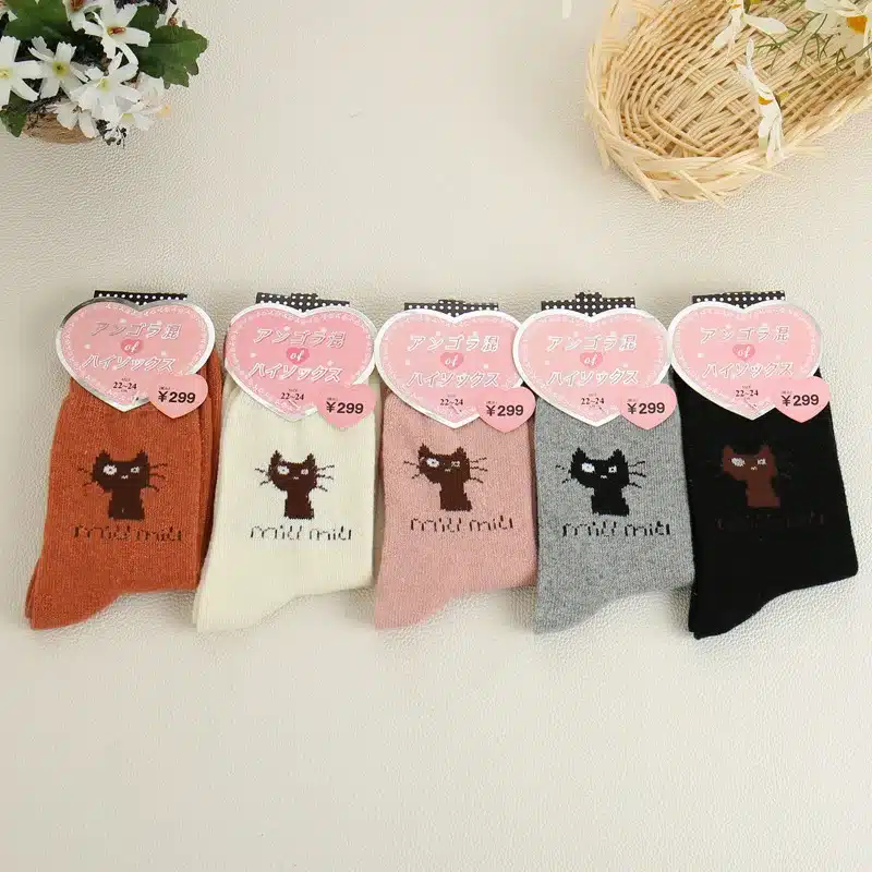 5Pairs/Lot Women Winter Thicken Warm Rabbit Wool Socks Female Thermal Snowflake Cotton Socks Woman Cartoon Animal Pattern Socks 26