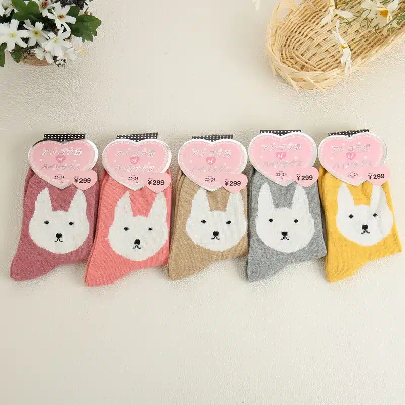 5Pairs/Lot Women Winter Thicken Warm Rabbit Wool Socks Female Thermal Snowflake Cotton Socks Woman Cartoon Animal Pattern Socks 27