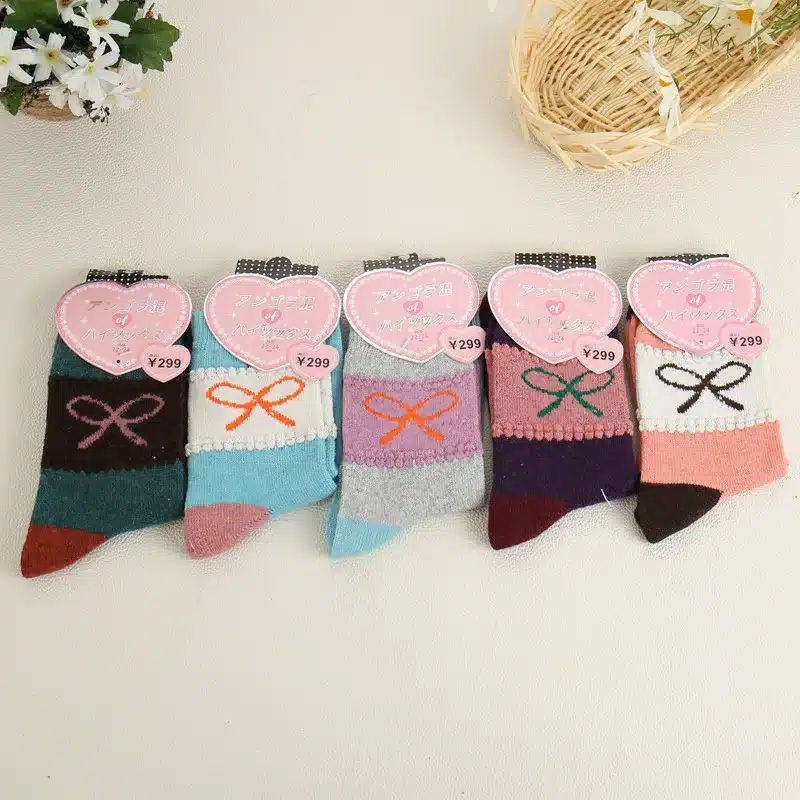 5Pairs/Lot Women Winter Thicken Warm Rabbit Wool Socks Female Thermal Snowflake Cotton Socks Woman Cartoon Animal Pattern Socks 29