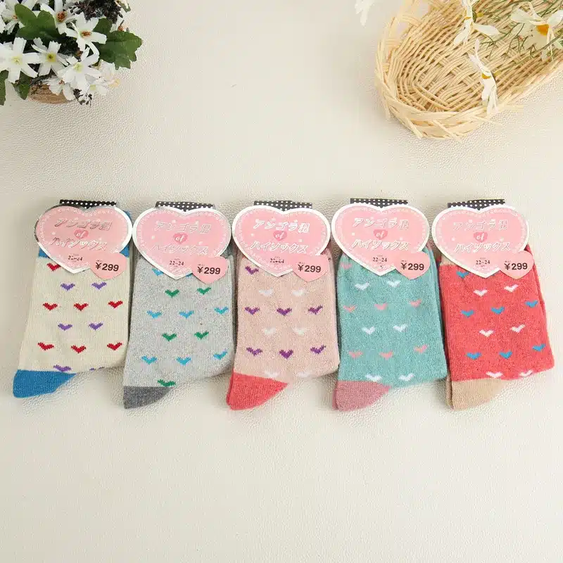 5Pairs/Lot Women Winter Thicken Warm Rabbit Wool Socks Female Thermal Snowflake Cotton Socks Woman Cartoon Animal Pattern Socks 35