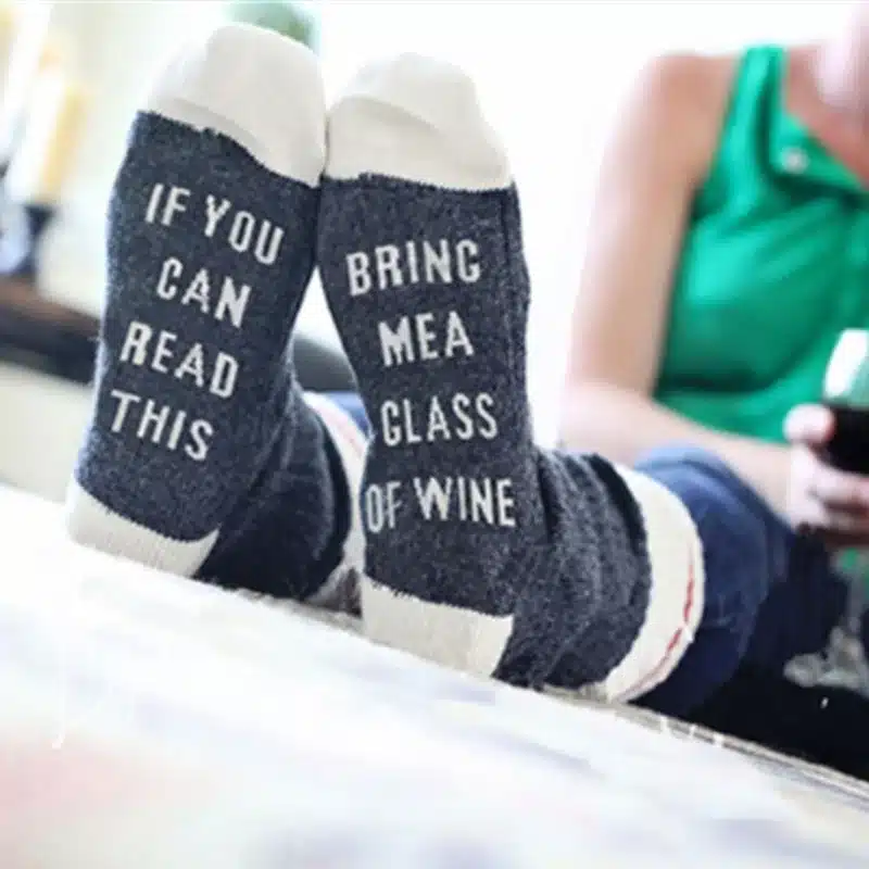 Women Wine Socks Print Letter Cute Autumn Spring Meia Funny Socks 2018 New Arrival Chaussette Femme Winter Warmly Meias Dropship 2