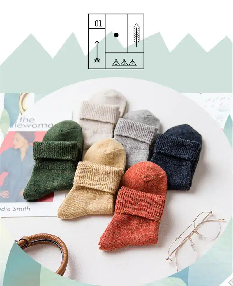 Fashion Womens Winter Warm Cotton Wool Sock Soft High Quality Boots Hosiery Harajuku Female Ladies Thick Thermal Socks Crew Sox 11