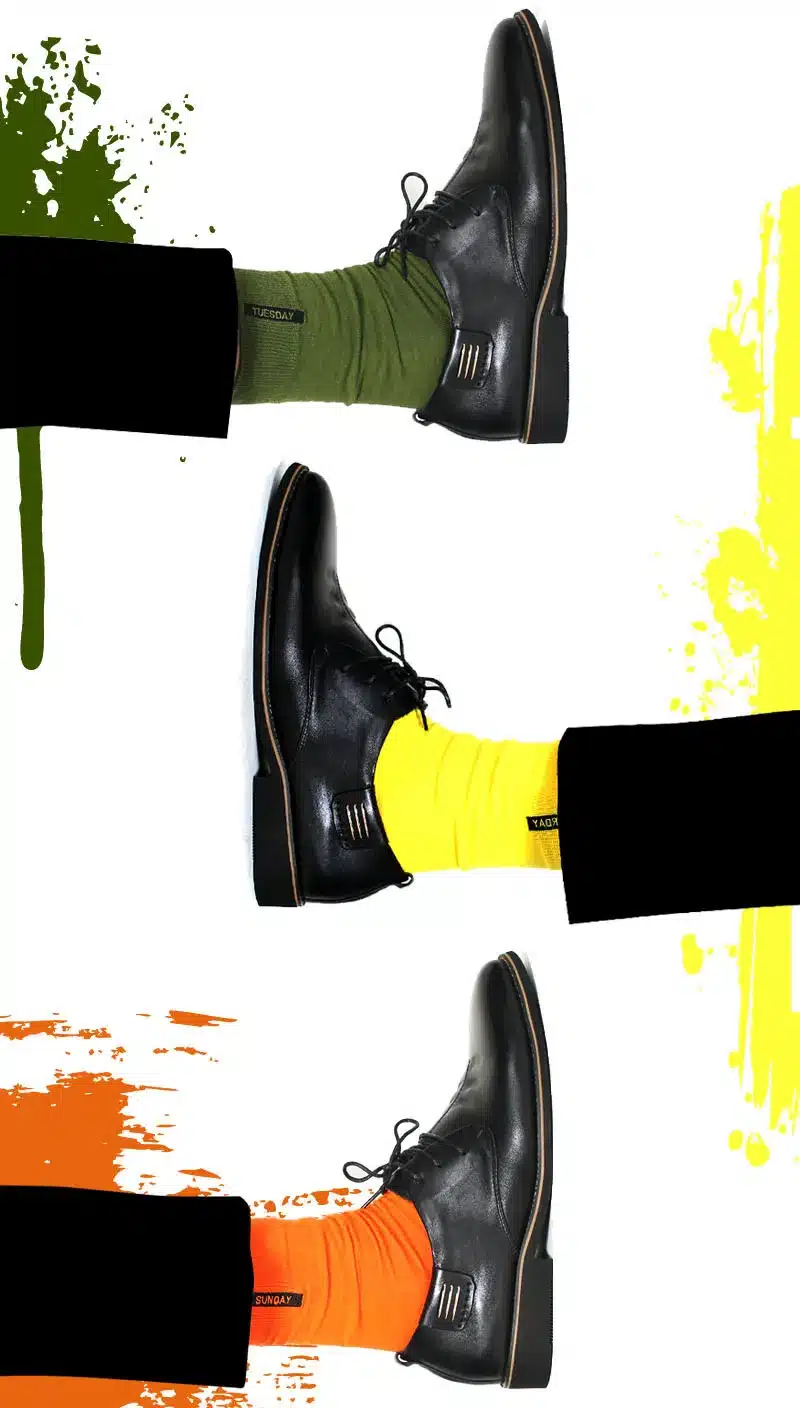 PEONFLY Man Happy Funny Seven Colors A Week Fashion England Gentleman Socks Embroidery Damp Cotton Autumn And Winter 6