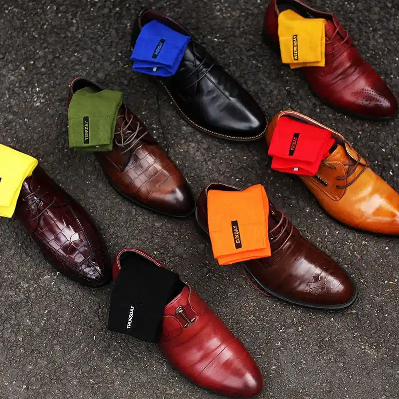 PEONFLY Man Happy Funny Seven Colors A Week Fashion England Gentleman Socks Embroidery Damp Cotton Autumn And Winter 9