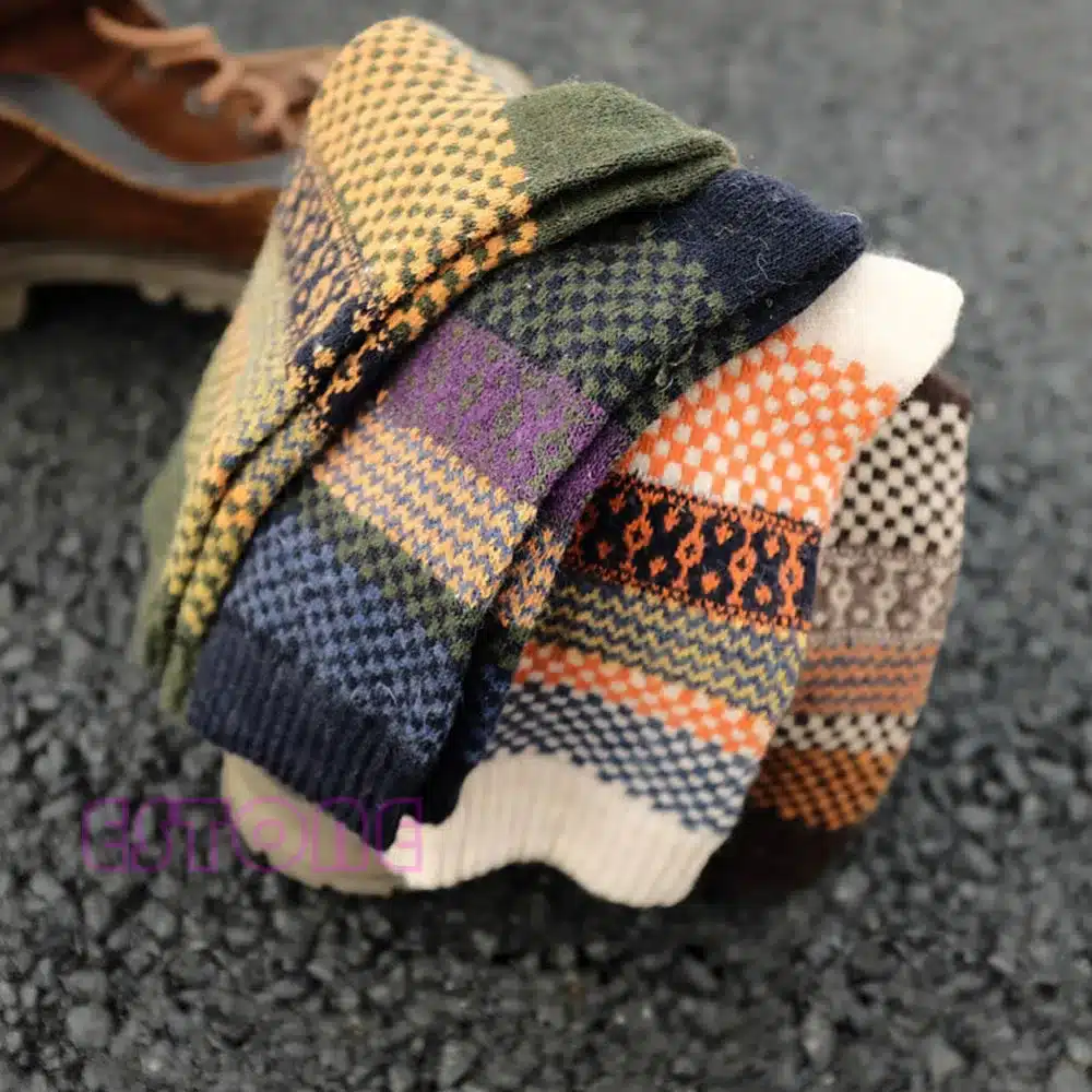 4Pair Mens Soft Thick Angora Cashmere Casual Rabbit Wool Blend Warm Winter Socks 3