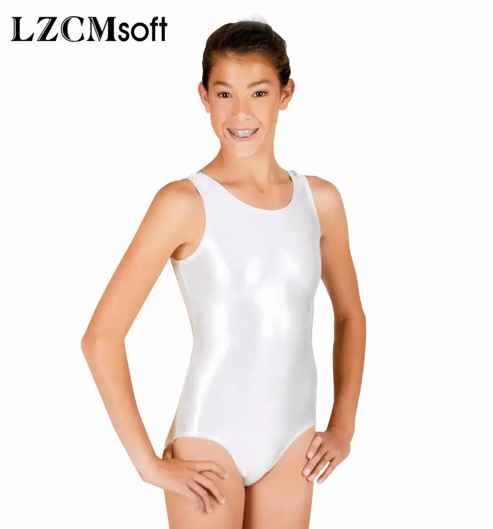 LZCMsoft Unisex Shiny Metallic Ballet Leotard Dancewear Red Lycra Tank Unitard Bodysuit For Women Team Performance 11