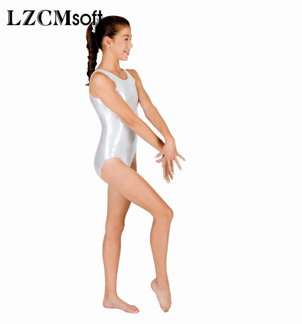LZCMsoft Unisex Shiny Metallic Ballet Leotard Dancewear Red Lycra Tank Unitard Bodysuit For Women Team Performance 13