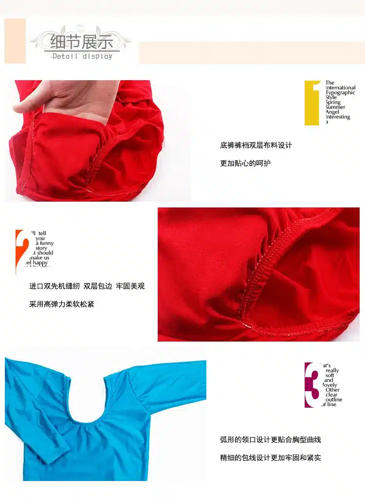 Children Long Sleeved Gymnastics Justaucorps Dance Costumes For Girls Leotard Ballet Costumes 11