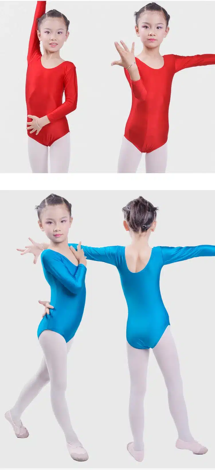 Children Long Sleeved Gymnastics Justaucorps Dance Costumes For Girls Leotard Ballet Costumes 14