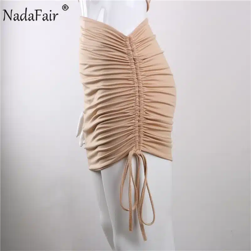 Nadafair one shoulder solid sexy bodycon autumn dresses women wrap ruched lace up mini winter dress hollow out club party dress 46