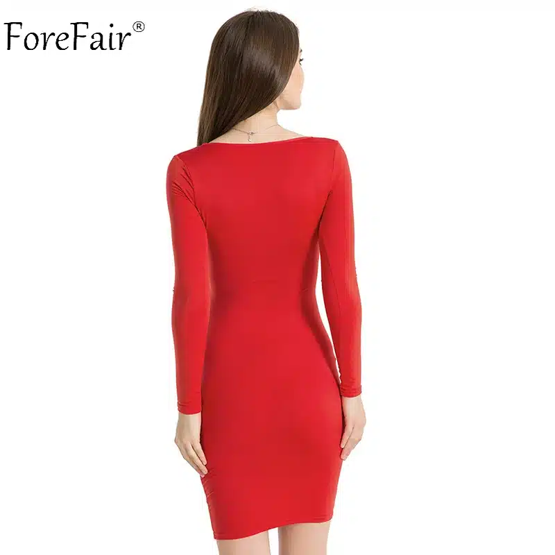 ForeFair Long Sleeve Bandage Bodycon Midi Dress Women Elastic Cotton Elegant Sexy Bodycon Party Dresses White Winter Dress 23