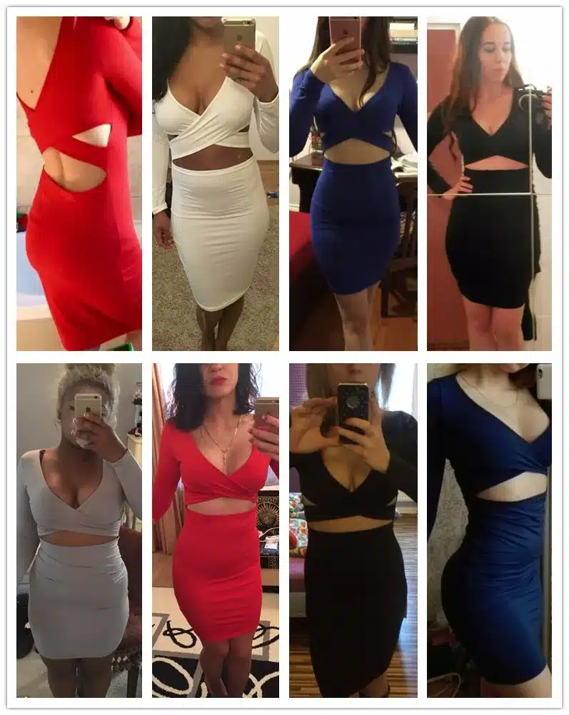 ForeFair Long Sleeve Bandage Bodycon Midi Dress Women Elastic Cotton Elegant Sexy Bodycon Party Dresses White Winter Dress 45