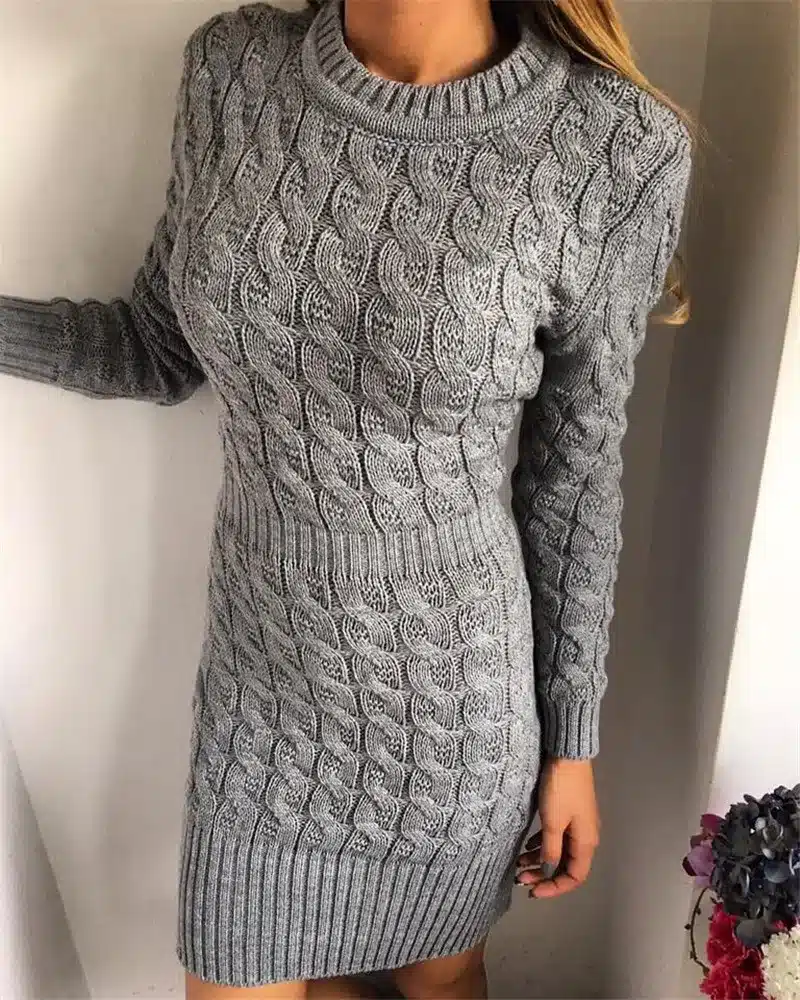 New Arrival Autumn Winter Knitted Dress Women O-neck Sexy Solid Party Dresses Long Sleeve Elegant Bodycon Sweater Dress Vestidos 16