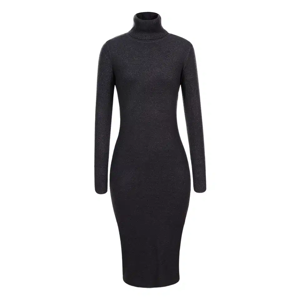 GLO-STORY 2018 Winter Women Basic Turtleneck Sweater Dress Solid Bodycon Sexy Party Dress Elegant Vestidos for Female WYQ-7628 19