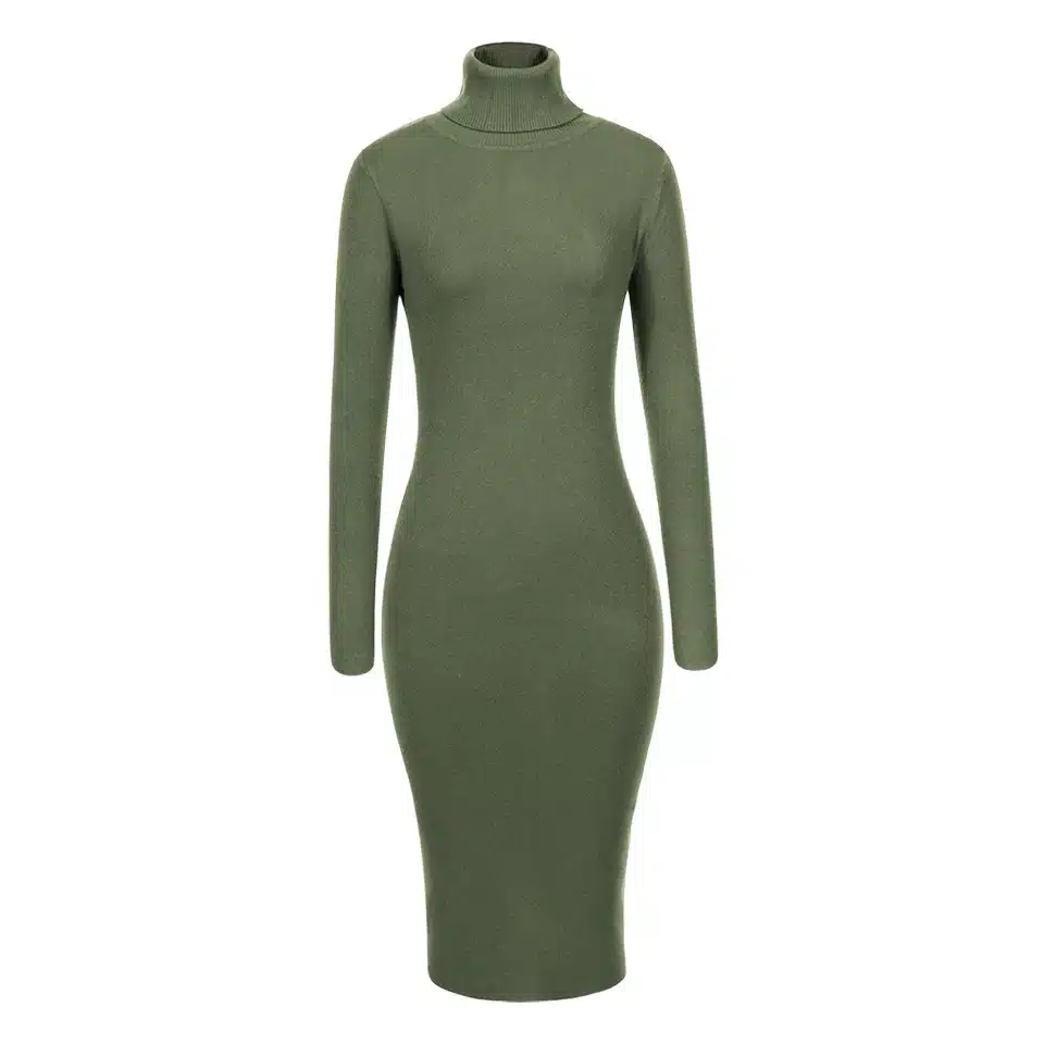 GLO-STORY 2018 Winter Women Basic Turtleneck Sweater Dress Solid Bodycon Sexy Party Dress Elegant Vestidos for Female WYQ-7628 23