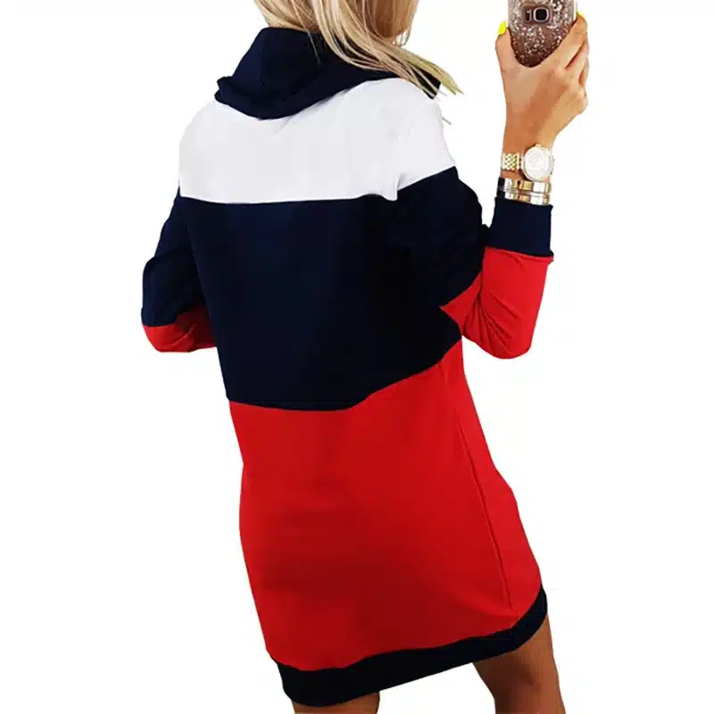 Winter Autumn Dresses Turtleneck Long Sleeve Tracksuit Women Dress Plus Size Casual Striped Hooded Hoodie Dress Robe Femme GV009 12