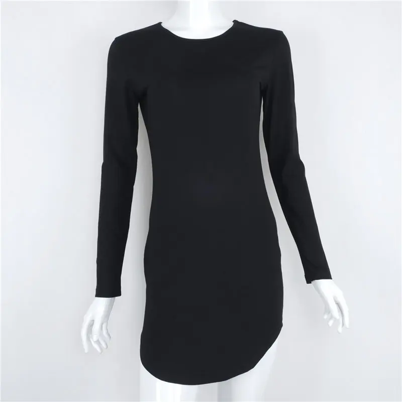 2018 Brand Winter Women Dress Little Black White Short Party Robe Sexy Bodycon Long Sleeve Cotton Casual Vestidos D0745 25