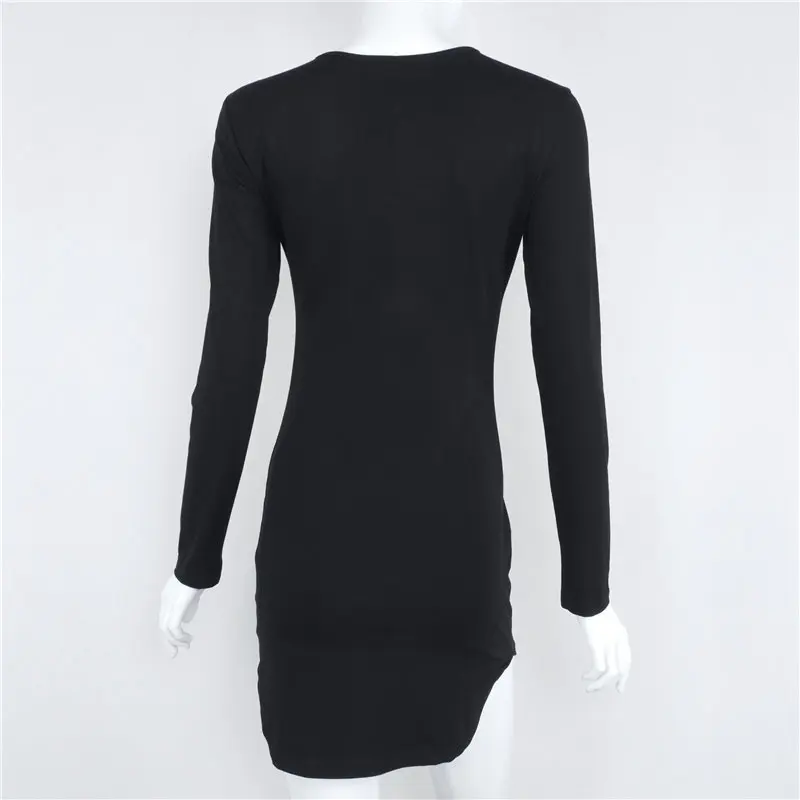 2018 Brand Winter Women Dress Little Black White Short Party Robe Sexy Bodycon Long Sleeve Cotton Casual Vestidos D0745 27