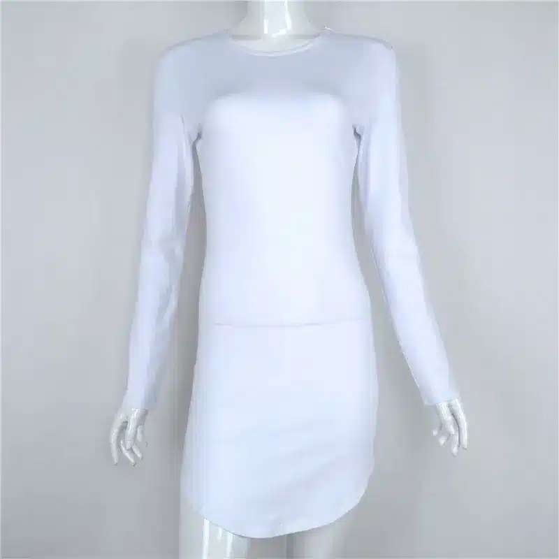 2018 Brand Winter Women Dress Little Black White Short Party Robe Sexy Bodycon Long Sleeve Cotton Casual Vestidos D0745 35
