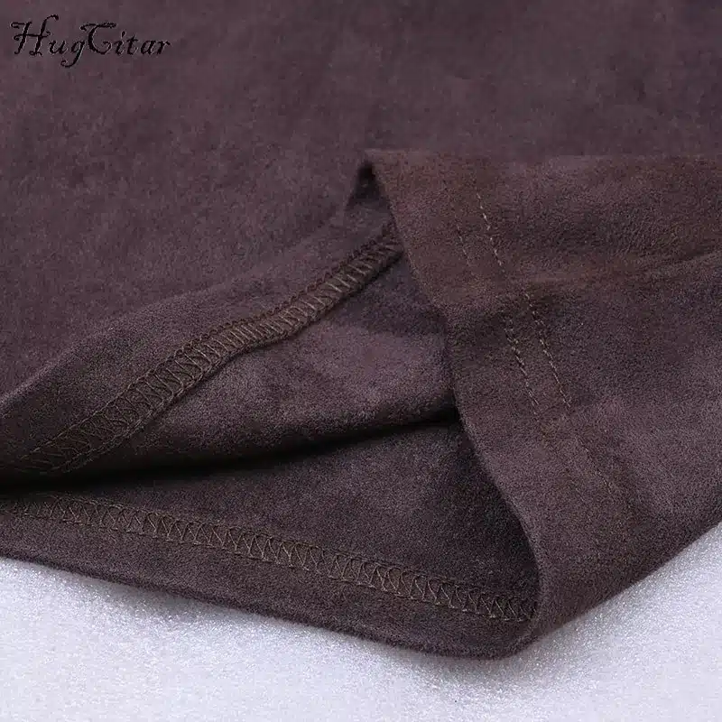 Hugcitar Suede Long Sleeve off shoulder Women mid-calf Dress 2017 Autumn Winter Female sexy Bodycon new year party Dresses 13