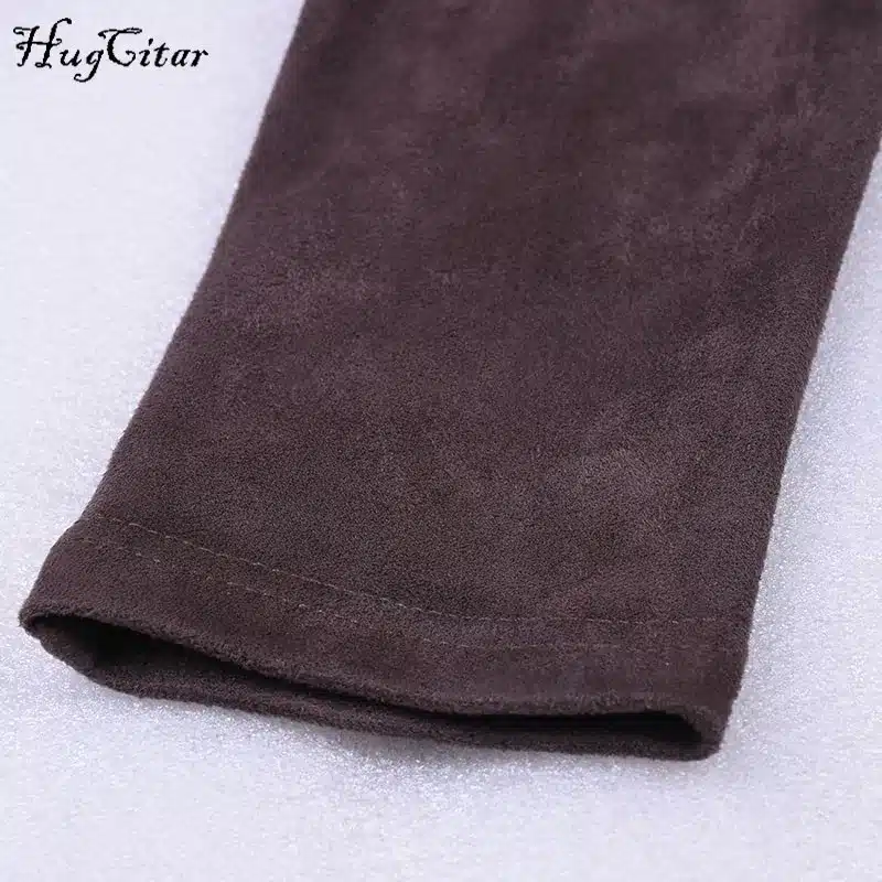 Hugcitar Suede Long Sleeve off shoulder Women mid-calf Dress 2017 Autumn Winter Female sexy Bodycon new year party Dresses 14