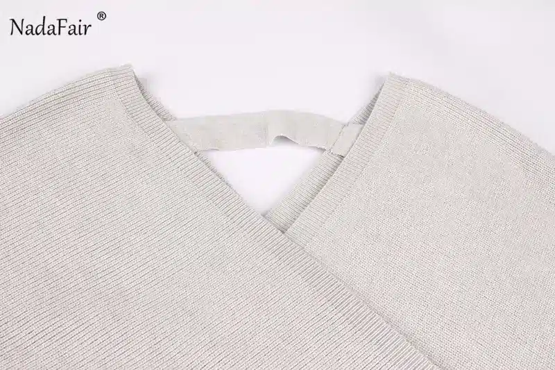 Nadafair 2018 long sleeve knitted sweater winter dresses women autumn v neck sash sexy bodycon mini dresses elegant robe pull 31