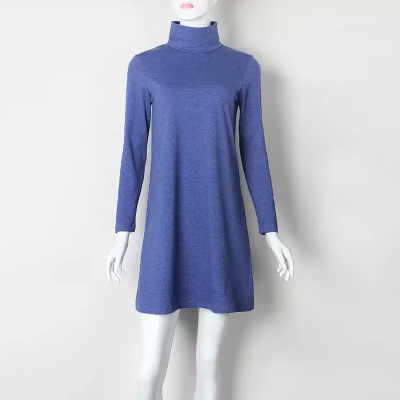 New Fashion Autumn Winter Dress Turtleneck Long Sleeve Loose Casual Dress New Solid Dress Women A-Line Robe Plus Size GV160 10