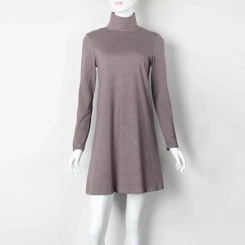 New Fashion Autumn Winter Dress Turtleneck Long Sleeve Loose Casual Dress New Solid Dress Women A-Line Robe Plus Size GV160 13