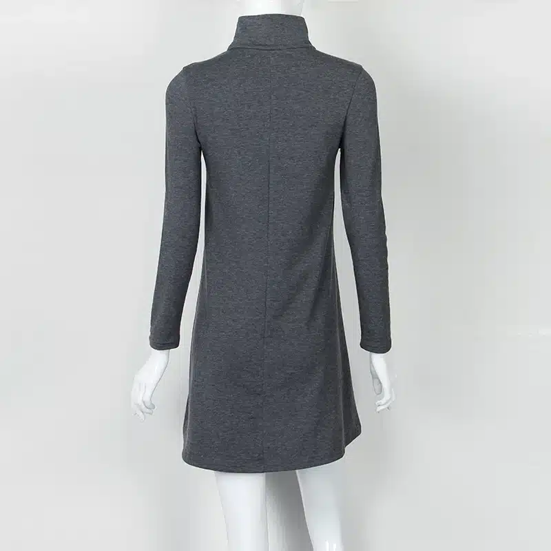 New Fashion Autumn Winter Dress Turtleneck Long Sleeve Loose Casual Dress New Solid Dress Women A-Line Robe Plus Size GV160 19