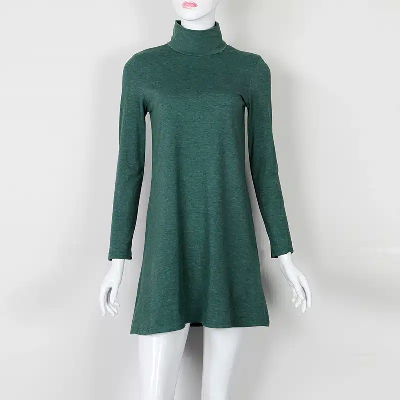 New Fashion Autumn Winter Dress Turtleneck Long Sleeve Loose Casual Dress New Solid Dress Women A-Line Robe Plus Size GV160 21