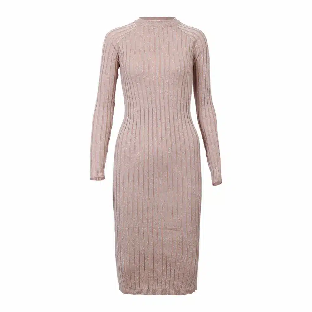 Wixra Warm and Charm Women Sweater Dress 2017 Fall Winter Long Sexy Lurex Bodycon Dresses Elastic Striped Skinny Knitted Dress 16