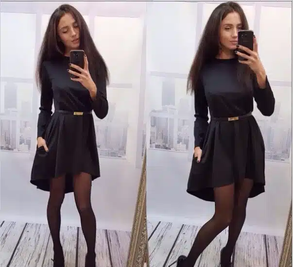 Autumn Winter Warm Swing Dress Long Sleeve O-neck loose Solid Slim Fit and Flare Mini Dress Casual Robe Without Belt Q0074 19