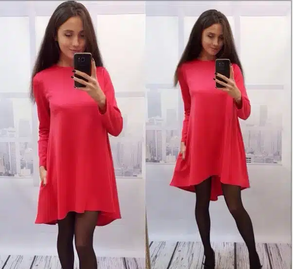 Autumn Winter Warm Swing Dress Long Sleeve O-neck loose Solid Slim Fit and Flare Mini Dress Casual Robe Without Belt Q0074 21
