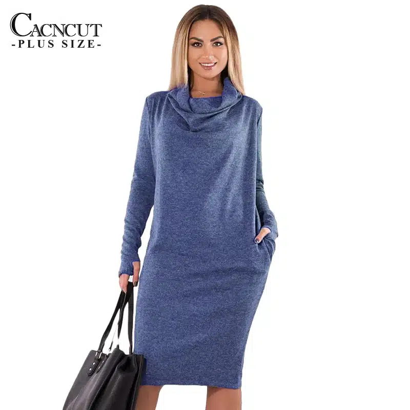 5XL 6XL Plus Size Winter Dress 2018 Vintage Big Sizes Women Office Dress Large Size Female Party Dresses With Pockets Work Wear 24