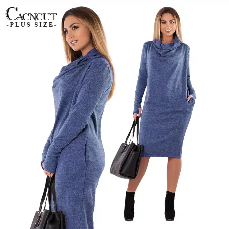 5XL 6XL Plus Size Winter Dress 2018 Vintage Big Sizes Women Office Dress Large Size Female Party Dresses With Pockets Work Wear 26