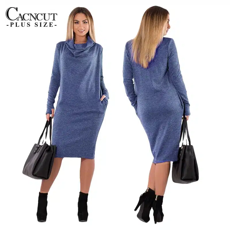 5XL 6XL Plus Size Winter Dress 2018 Vintage Big Sizes Women Office Dress Large Size Female Party Dresses With Pockets Work Wear 27