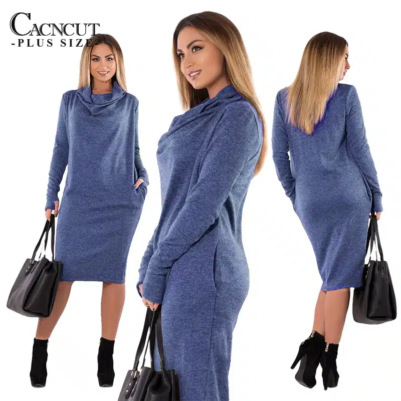 5XL 6XL Plus Size Winter Dress 2018 Vintage Big Sizes Women Office Dress Large Size Female Party Dresses With Pockets Work Wear 28