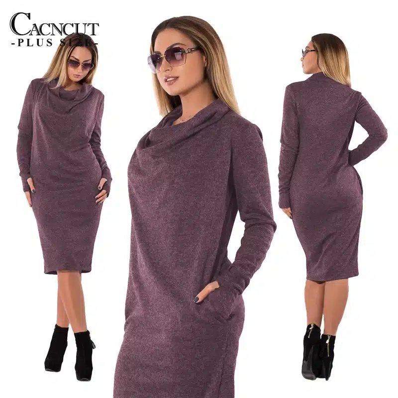 5XL 6XL Plus Size Winter Dress 2018 Vintage Big Sizes Women Office Dress Large Size Female Party Dresses With Pockets Work Wear 38