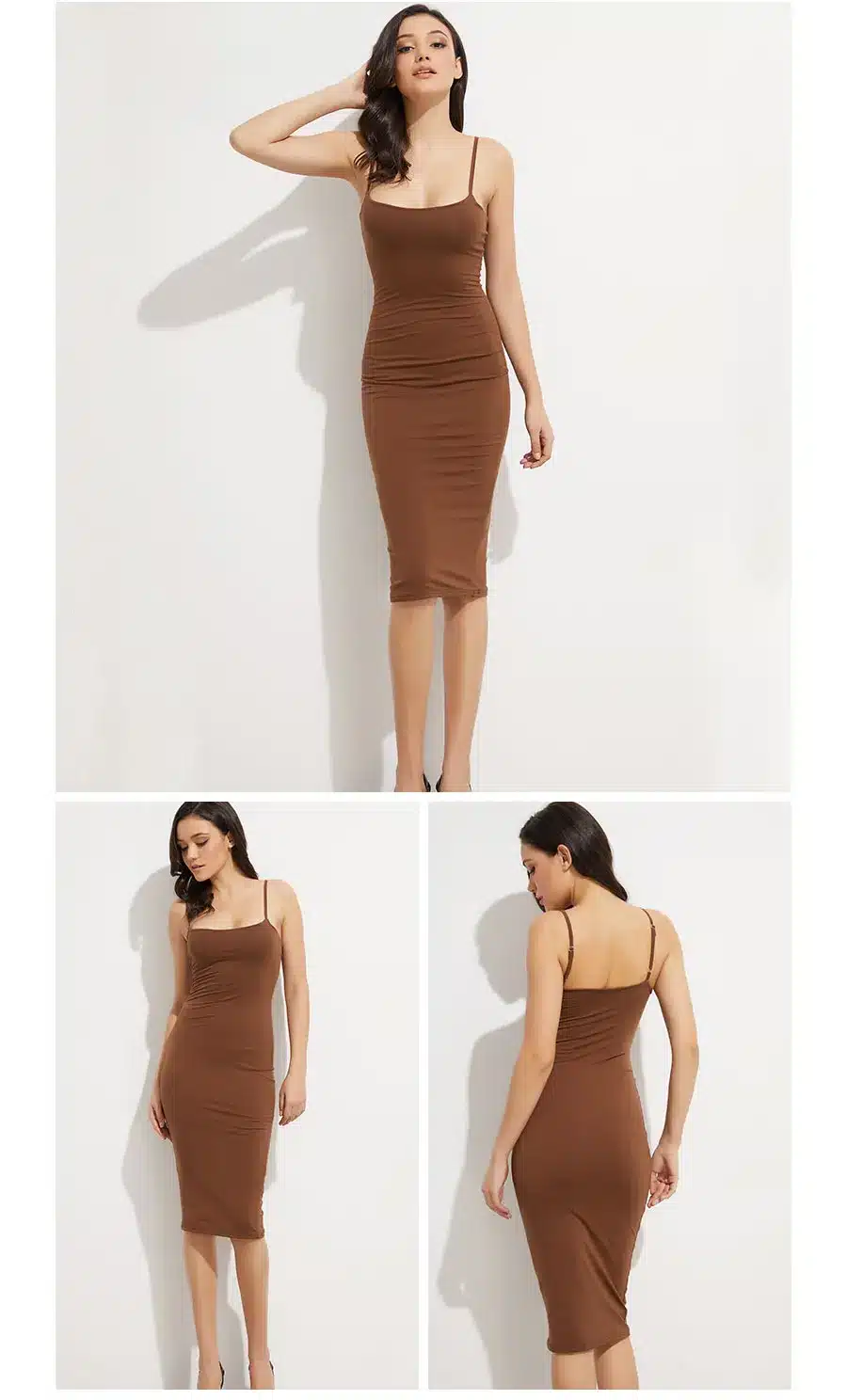 Colysmo Double Layer Women Under Dress Basic Cotton Midi Dress Sexy Winter Dress Bodycon Square Neck Club Party Dresses Vestidos 5