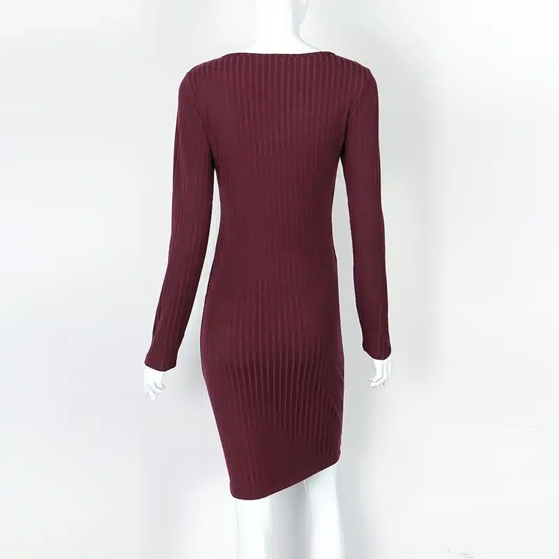Women Knit Dress 2018 Sexy Banage Bodycon Dresses Autumn Winter Dress Long Sleeve Solid Sheath Femme Robe Knee-length NEW GV1031 11