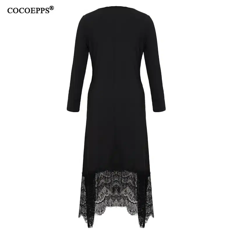 5XL 6XL 2018 new Women Irregular Lace Patchwork Long Dress Maxi Winter Big Sizes Dress Plus Size Casual Party Dresses Black Blue 19