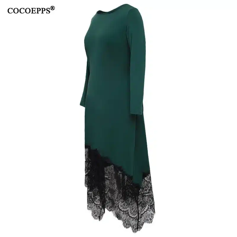 5XL 6XL 2018 new Women Irregular Lace Patchwork Long Dress Maxi Winter Big Sizes Dress Plus Size Casual Party Dresses Black Blue 27
