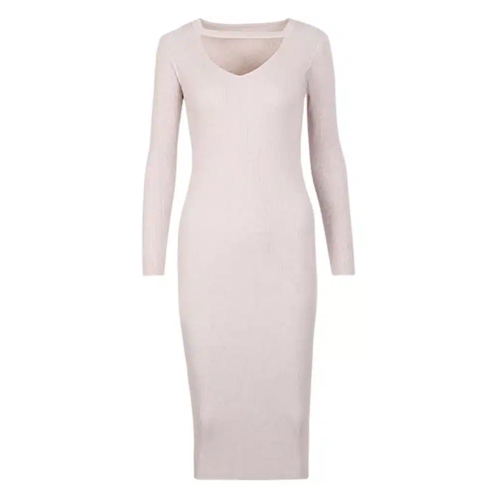 Wixra 2018 Autumn Winter Halter Long sleeve V-Neck Knitted Sweater Dresses Casual Women's Bodycon Dress For Women 9