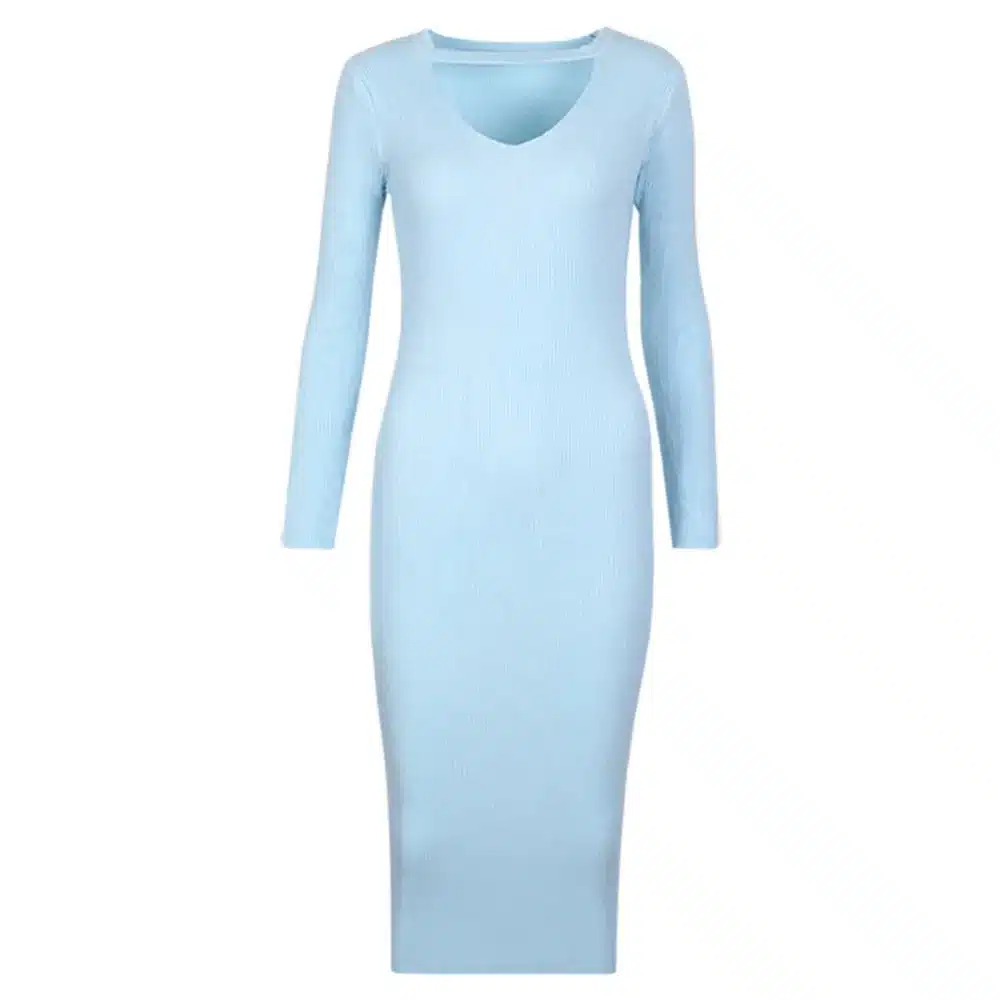 Wixra 2018 Autumn Winter Halter Long sleeve V-Neck Knitted Sweater Dresses Casual Women's Bodycon Dress For Women 11