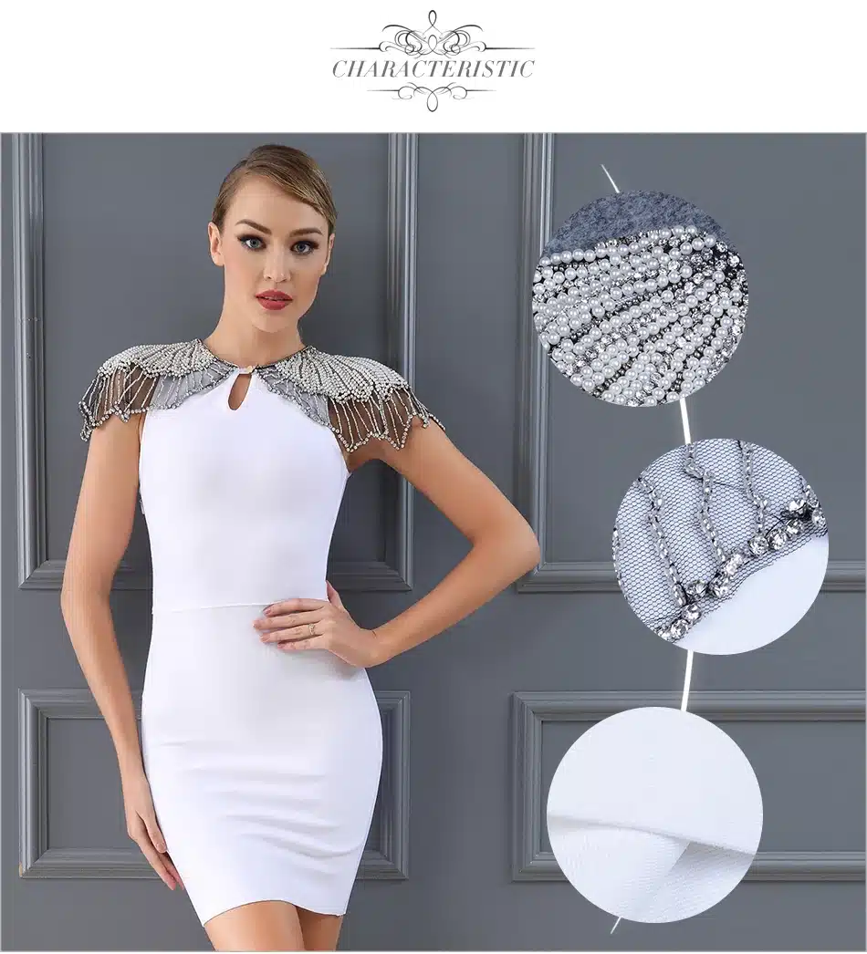 Adyce Fashion Bandage Dress 2018 Women Celebrity Evening Party Dresses Vestidos Sexy Beads Embellished Mini Runway Dress 12