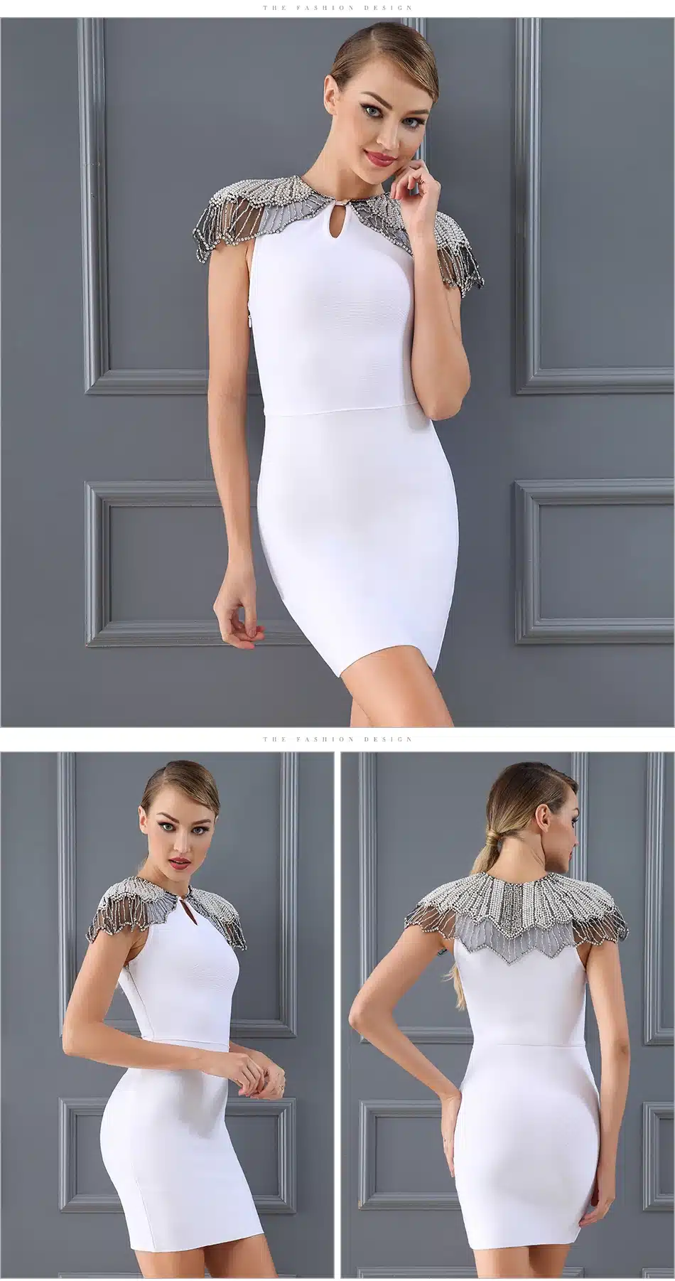 Adyce Fashion Bandage Dress 2018 Women Celebrity Evening Party Dresses Vestidos Sexy Beads Embellished Mini Runway Dress 14