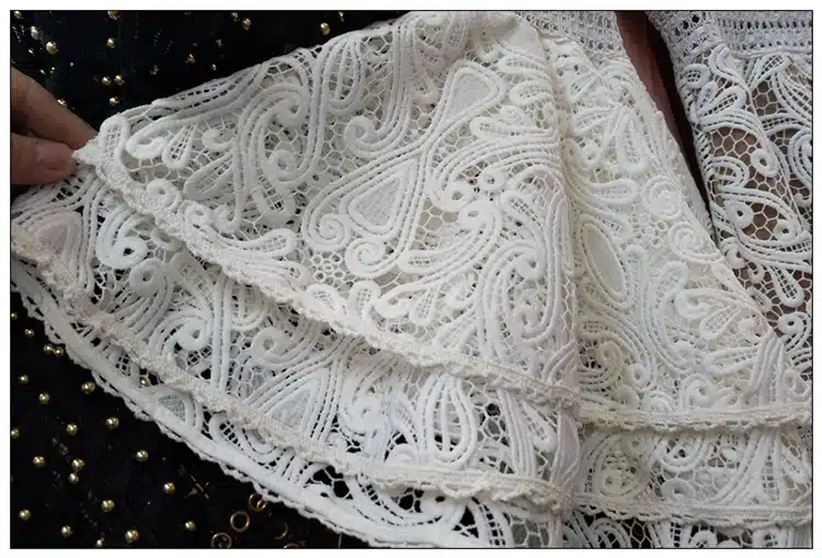 HIGH QUALITY New Fashion 2018 Designer Runway Dress Women's Flare Sleeve Lace Cascading Ruffle Dress 14